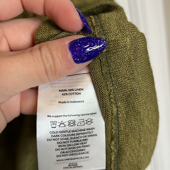 NWT One Teaspoon OT Linen Wide Neck Short Sleeve Tee - Khaki - Picture 6 of 7
